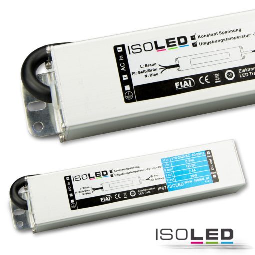 LED trafó 12V/DC, 0-30W, IP66