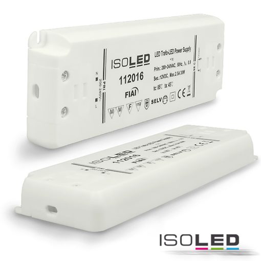 LED trafó 12V/DC, 0-30W, ultra-lapos, SELV