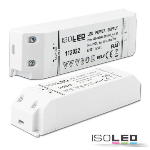 LED trafó 12V/DC, 0-70W, SELV