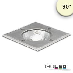   LED padlóba süllyesztett lámpa, szögletes, rozsdamentes acél, IP67, 7W COB, 90°, meleg fehér