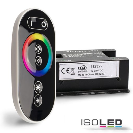 Wireless Touch RGB rádiós vezérlo, lapos távirányítóval,  12,4 GHz, 12-24V DC  3x6 A