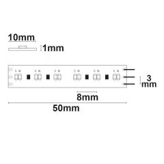   LED CRI930/960 Linear10 flexibilis szalag, 24V, 10W+10W, IP20, fehér dinamikus, 240 LED/m