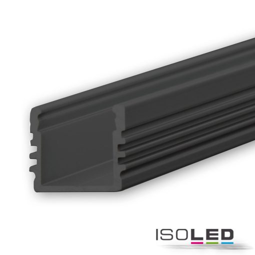 LED SURF12 konstrukciós profil, alumínium, fekete, eloxált, RAL 9005,  H:200 cm