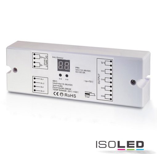 DALI DT6 dimmer, 4 külön csatorna, 12-36 V 4x6 A, 48V 4x4 A