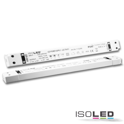 LED trafó 12V/DC, 0-30W, slim, SELV