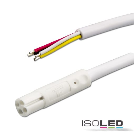Mini-Plug RGB csatlakozókábel male, 1m, 4 pólusú, IP54, fehér, max. 48V/6A