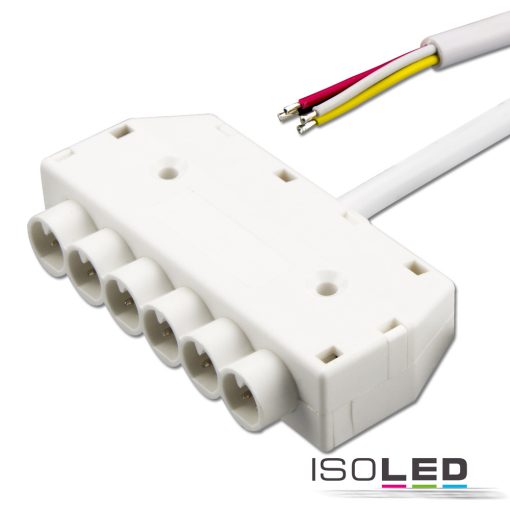 Mini-Plug RGB 6-utas elosztó female, 1m, 4-pólusú, IP54, fehér, max. 48V/6A