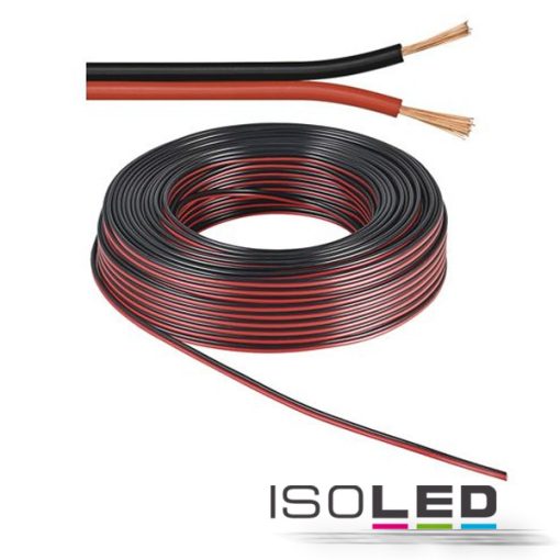 Kábel 2 pólusú, YZWL, 2x0,15 mm, fekete/piros, 1tekercs=50 m
