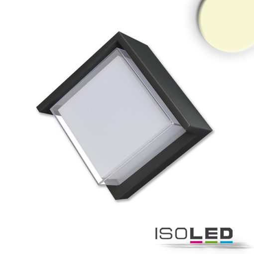 LED fali lámpa, szögletes, IP54, 6 W, homok fekete, meleg fehér