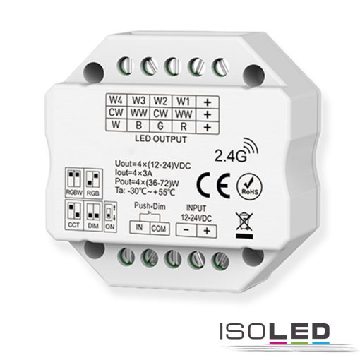 Sys-Pro nyom/rádió PWM Mesh Dimmer, 1-4 csatornás, 12-24V DC 4x3A