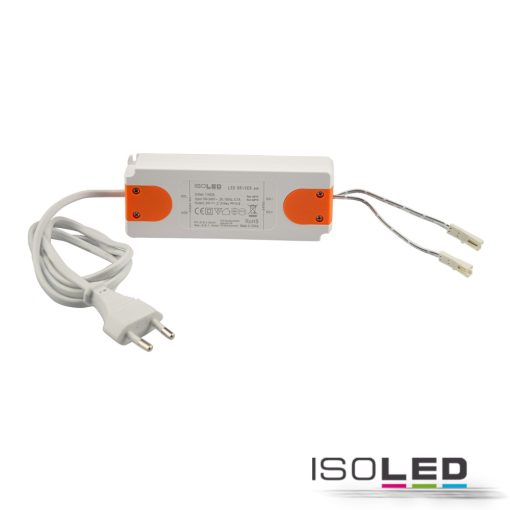 LED-es transzformátor MiniAMP 24V/DC, 0-50W, 120cm kábel lapos csatlakozóval, másodlagos 2 aljzat