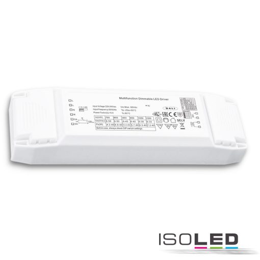 LED állandó áramú trafó 700/800/900/950/ 1050/1200mA, 40W, Push/0-10V/DALI dimmelheto, SELV