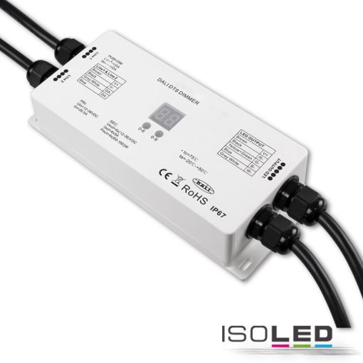 DALI DT8 1 cím RGB+W PWM dimmer IP67, 4 csatorna, 12-36V 4x5A, 48V 4x3A