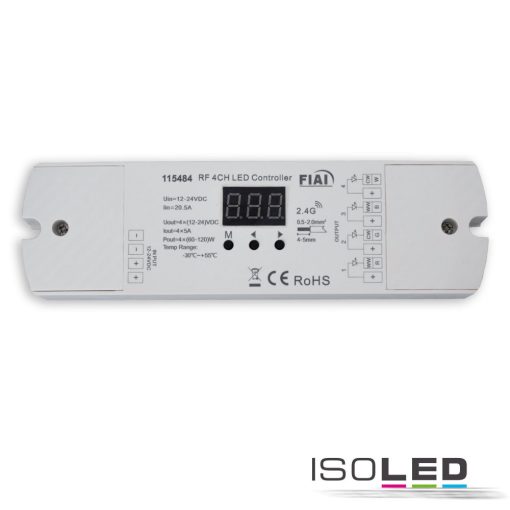 LED vezeték nélküli 4 zónás PWM dimmer, 1-4 csatorna, 12-24V DC, 4x5A