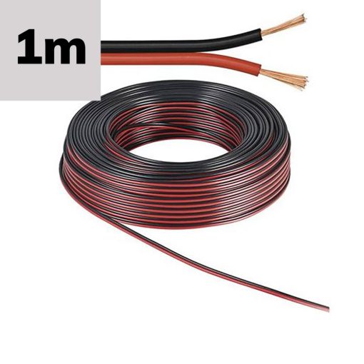 Kábel fekete/piros 2x0.75mm˛ H03VH-H YZWL AWG18, méterenként áruljuk