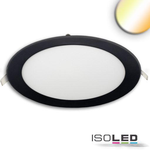 LED mélysugárzó ultralapos kerek fekete, 24W, 300mm, színváltó 3000|3500|4000K, dimmelheto