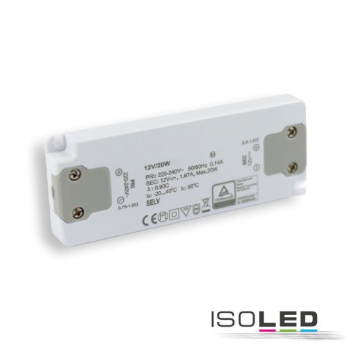 LED-transzformátor 12V/DC, 20W, Ultraslim