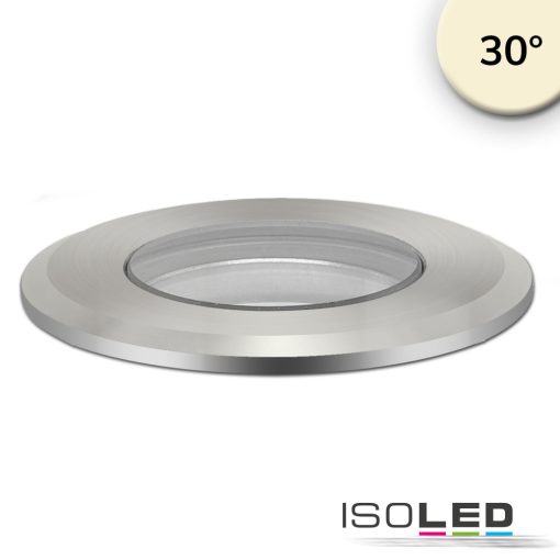 LED padlóba süllyesztett spot, kerek 45mm, rozsdamentes acél, 12-24V, IP67, 3W, 30°, meleg fehér