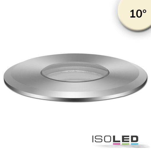 LED padlóba süllyesztett spot, kerek 55mm, rozsdamentes acél, 12-24V, IP67, 3W, 10°, meleg fehér