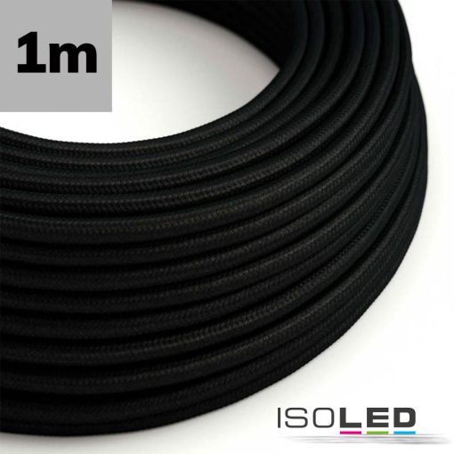 Kábel szövet borítású, fekete, 2x0.75mm˛ AWG18, méterenként áruljuk.