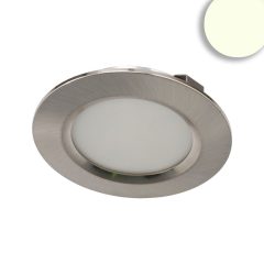   LED bútorba süllyesztett spotlámpa, csiszolt alumínium, kerek, 3W, 120°, 24V DC, fehér din., dim