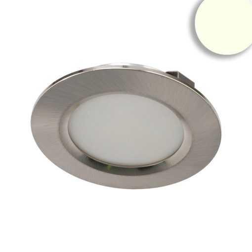 LED bútorba süllyesztett spotlámpa, csiszolt alumínium, kerek, 3W, 120°, 24V DC, fehér din., dim