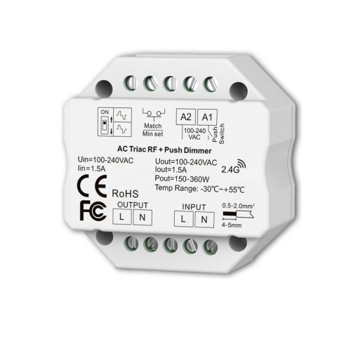 Sys-Pro + Zigbee 3.0 fényeroszabályzó, 230V AC, 360 VA, be- és kikapcsolható fázisban