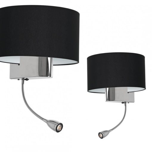 Wall lamp CASINO BLACK/CHROME 1xE27 + 1W LED