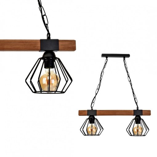 Pendant lamp ULF BLACK/WOOD 2xE27