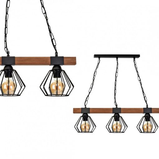 Pendant lamp ULF BLACK/WOOD 3xE27