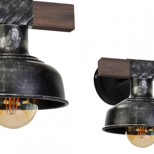 Wall lamp FARO BLACK/WOOD 1xE27 60W