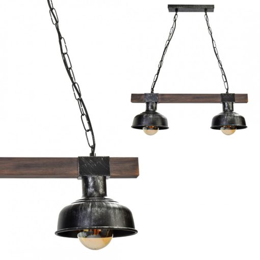 Pendant lamp FARO BLACK/WOOD 2xE27