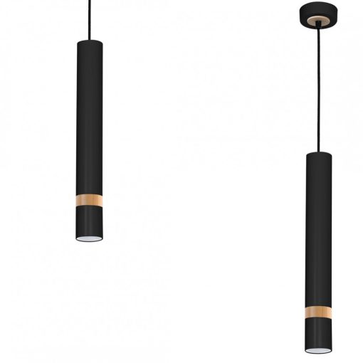 Pendant lamp JOKER BLACK/WOOD 1xGU10