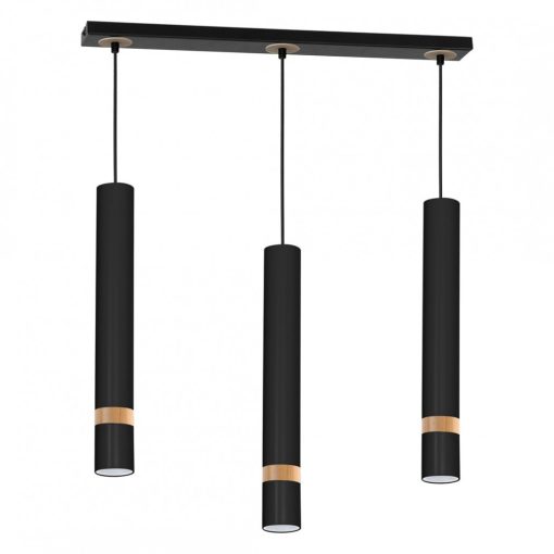 Pendant lamp JOKER BLACK/WOOD 3xGU10