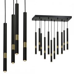 Pendant lamp MONZA BLACK/GOLD 11xG9 8W