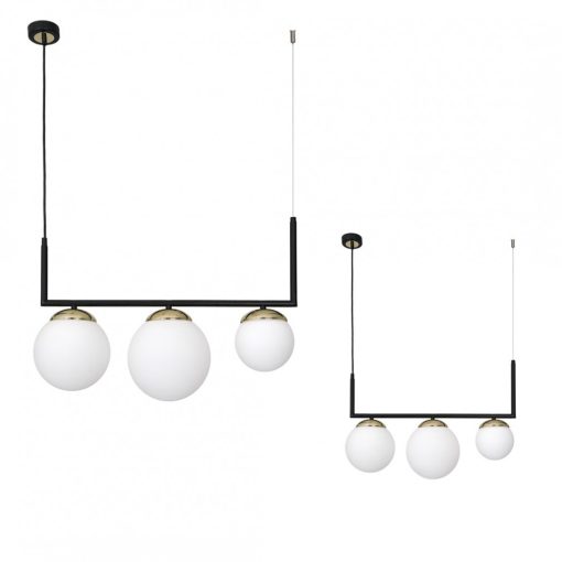 Pendant lamp SPARTA BLACK / GOLD 3xE14