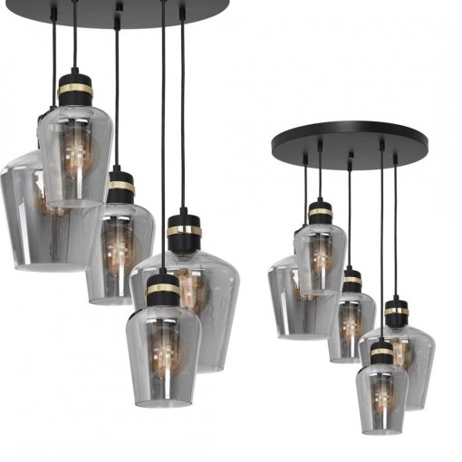 Pendant lamp RICHMOND BLACK / GOLD 5xE27  Koło