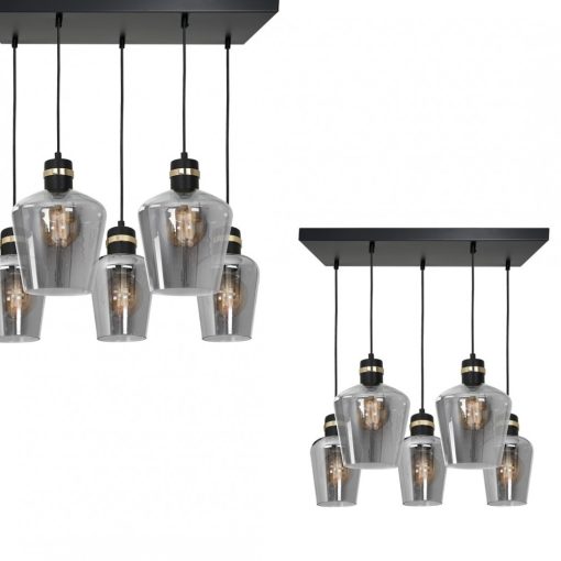 Pendant lamp RICHMOND BLACK / GOLD 5xE27  Prostokąt