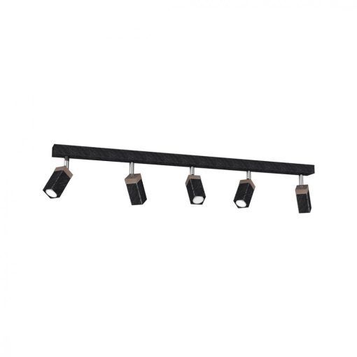 Ceiling  lamp SOLO SAWN BLACK / PATINATED WOOD 5x mini GU10