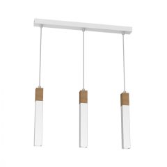 Pendant lamp SOLO SAWN WHITE / PATINATED WOOD 3x mini GU10