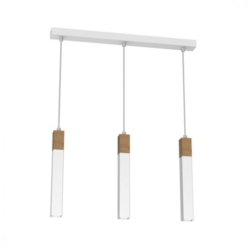 Pendant lamp SOLO SAWN WHITE / PATINATED WOOD 3x mini GU10