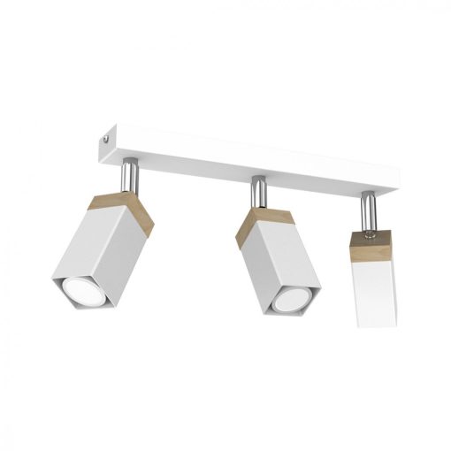 Ceiling  lamp SOLO SAWN WHITE / PATINATED WOOD 3x mini GU10