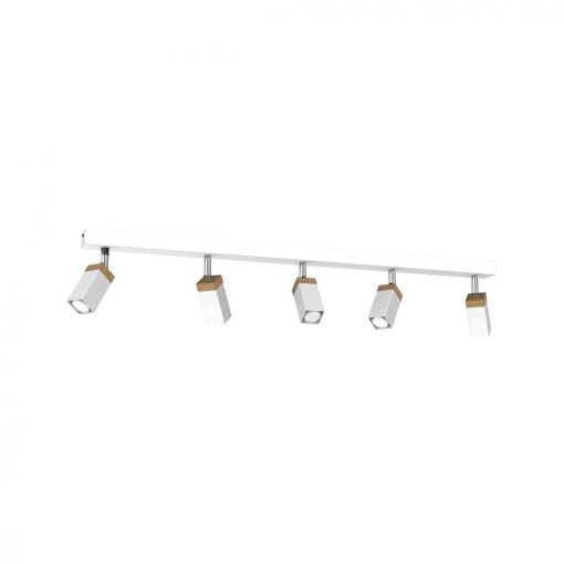 Ceiling  lamp SOLO SAWN WHITE / PATINATED WOOD 5x mini GU10