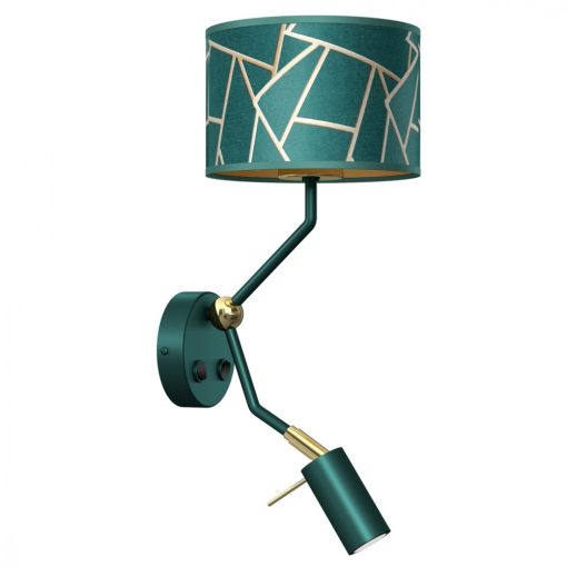 Wall lamp ZIGGY GREEN Gold/Bottle green  1xE27+1x mini GU10