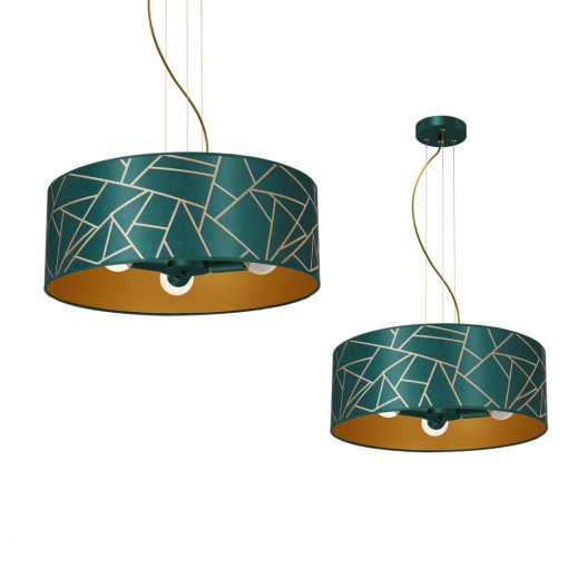 Pendant lamp ZIGGY WHITE Gold/Bottle green  3xE27