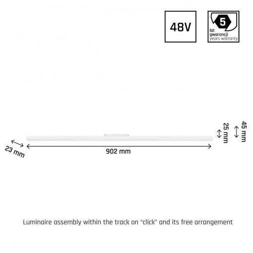 SYSTEM SHIFT - LINE L track lámpa 902x23x42mm 22W 100fok Fehér 5 év Garancia