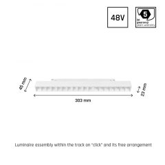   SYSTEM SHIFT - GRID M track lámpa 303x23x42mm 17W 35fok Fehér 5 év Garancia